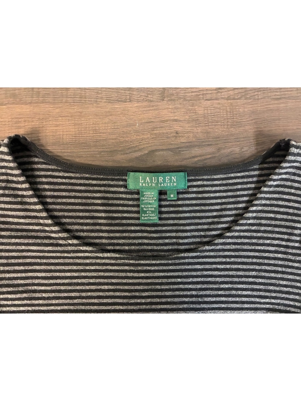 Lauren Ralph Lauren Striped Cropped Top Medium Black Gray Y2K Preppy 90s - Picture 4 of 9